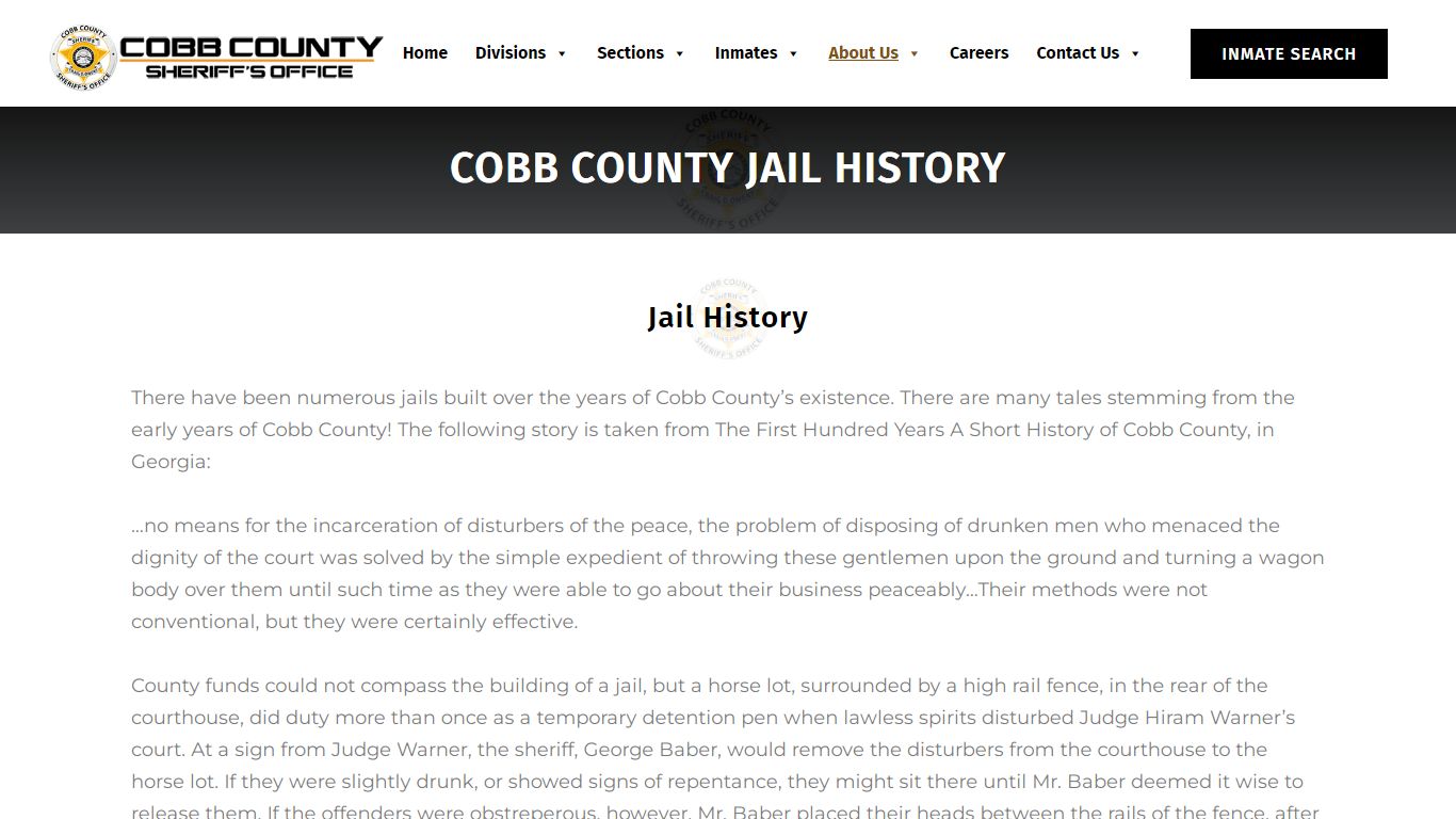 CCSO | Cobb County Jail History - Cobb Sheriff